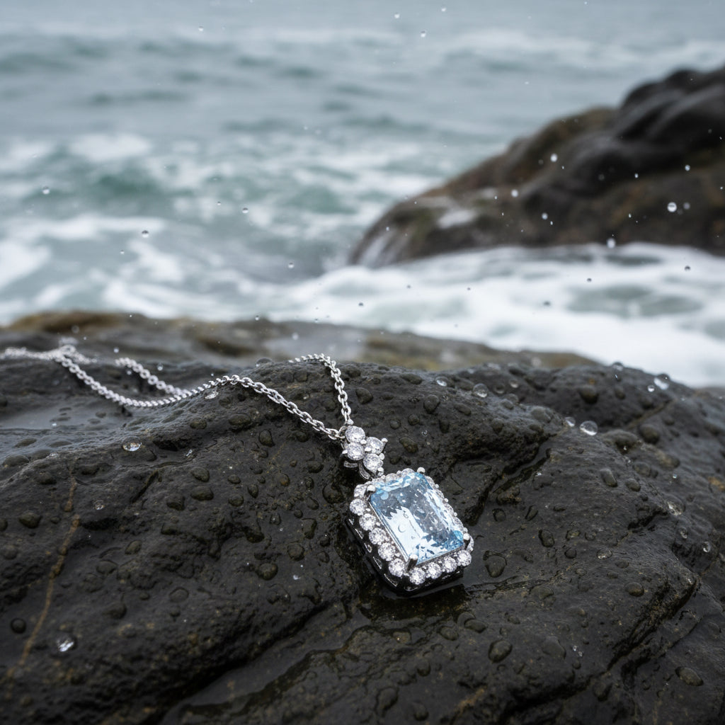 Silver Aquamarine Necklace