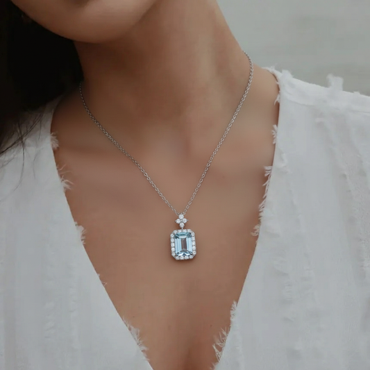 Silver Aquamarine Necklace